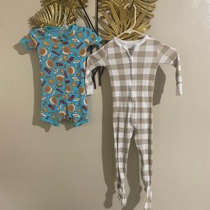 Old Navy Blue Donut and Beige Checkered Kids Footies